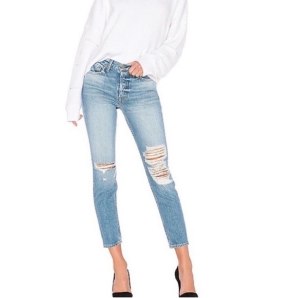 Revolve GRLFRND Karolina High-Rise Skinny in Bay Blues Distressed Denim Size 25 - Picture 1 of 15